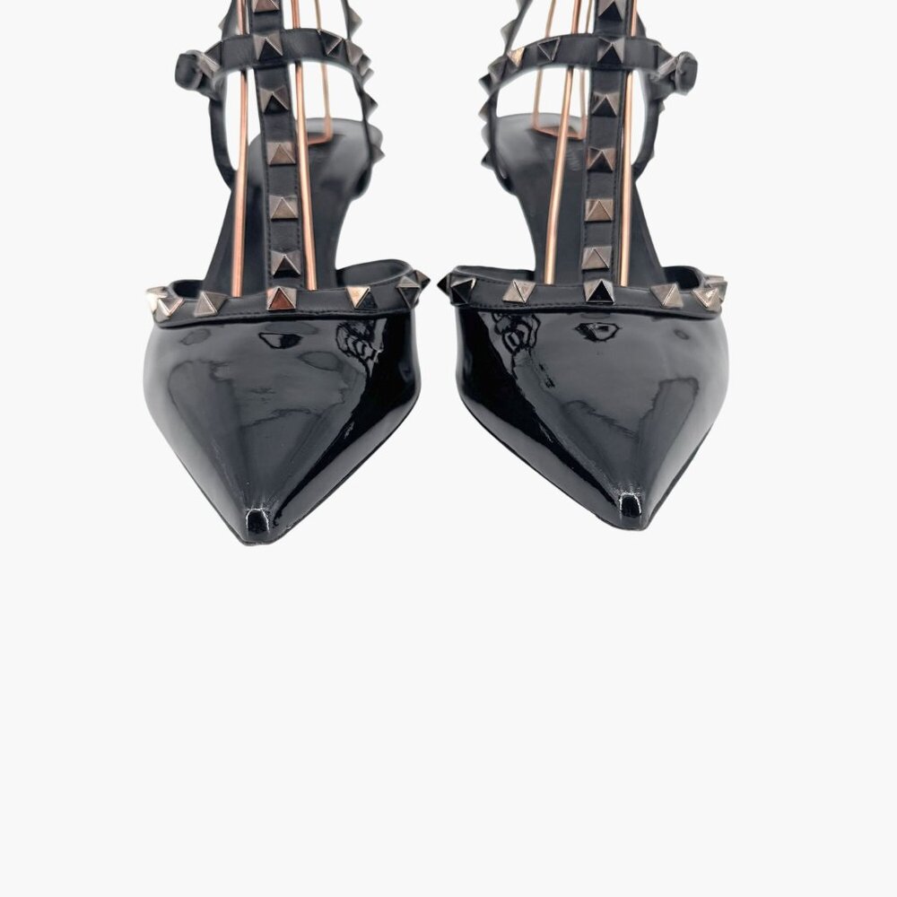 Valentino Rockstud Black Patent Leather Caged Strappy Pumps Heels Size 40 US 10 - Picture 4 of 13